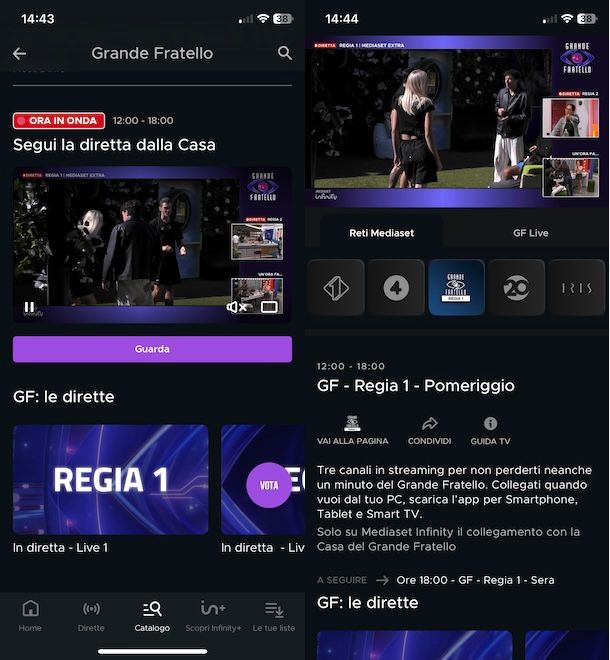 Grande Fratello su Mediaset Infinity