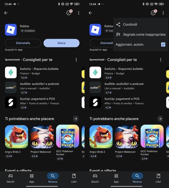 Aggiornare Roblox Android