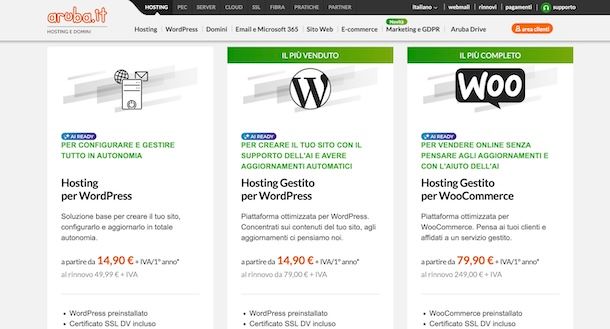 Hosting WordPress Aruba