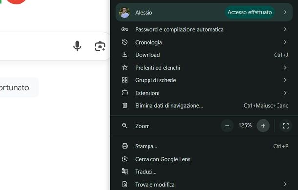 Ingrandire Google Chrome PC Windows