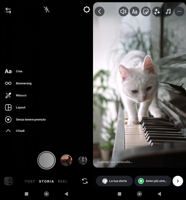 Storia con video Instagram