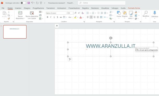 link Web su presentazione PowerPoint