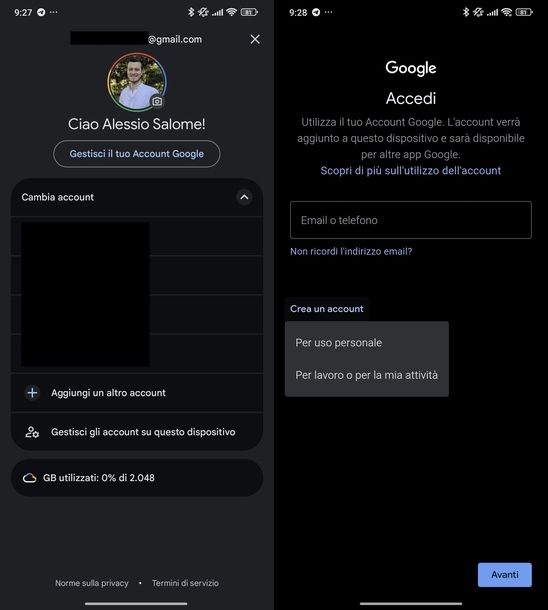 Creare nuovo indirizzo email Gmail Android