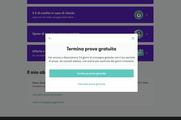 Disdire Deliveroo Plus sito Web