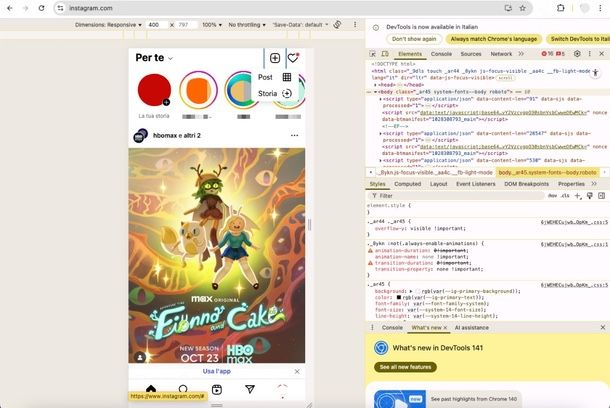 Storia Instagram su PC