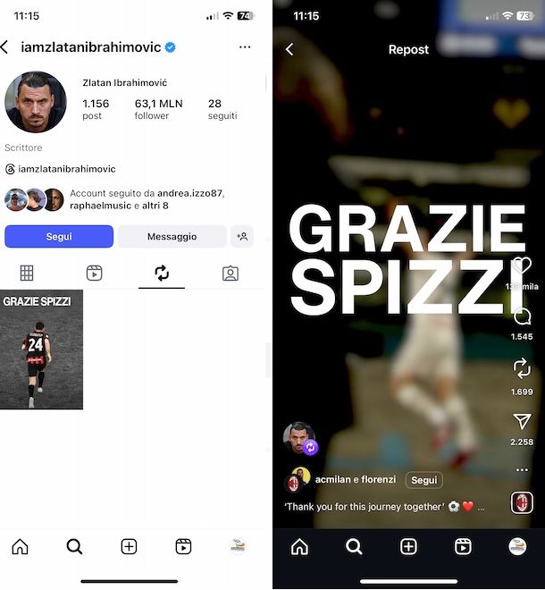 Vedere i repost su Instagram degli altri