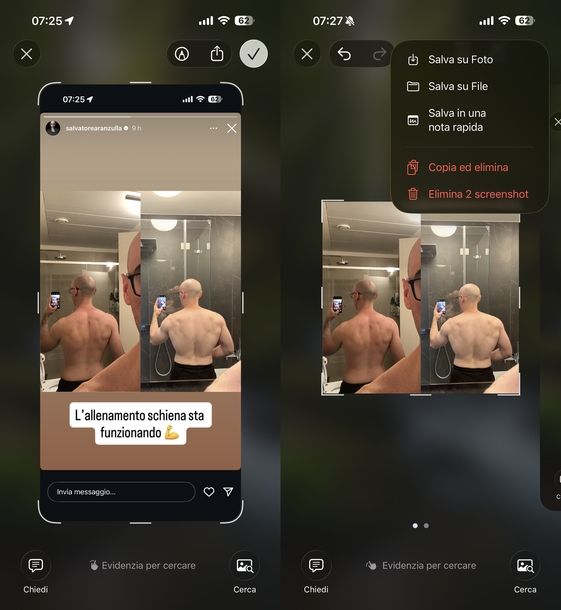 Salvare storie Instagram altri screenshot iOS