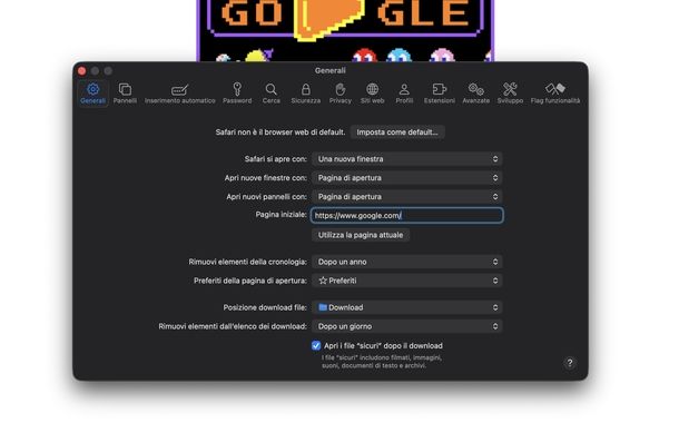 Togliere Yahoo da Safari come pagina iniziale macOS