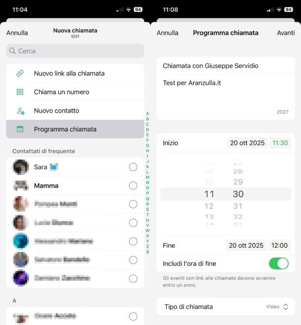 Come programmare chiamata WhatsApp iPhone