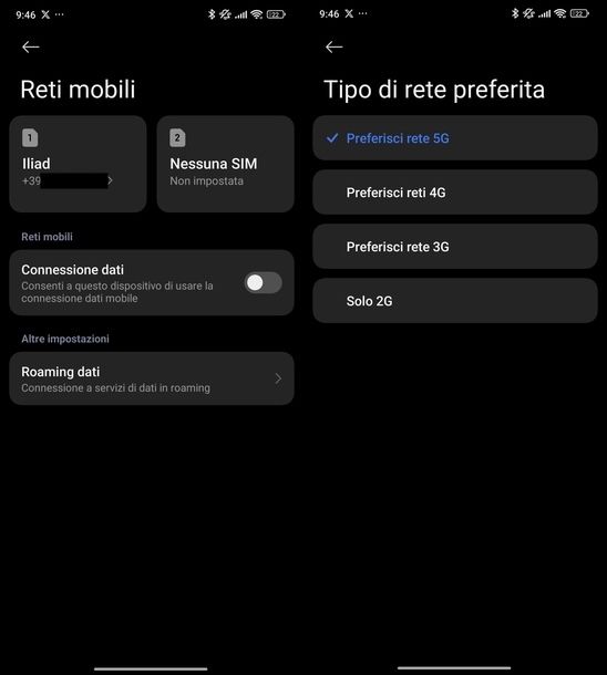Cambiare tipo di rete Android