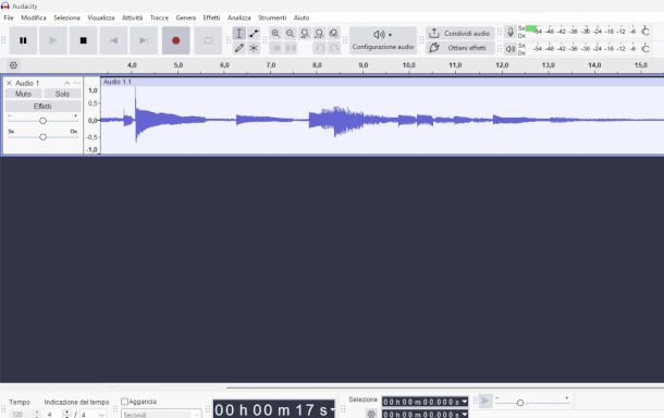 registrazione chitarra su Audacity