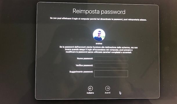Recuperare password login Mac