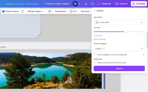 conversione presentazione in video con Canva