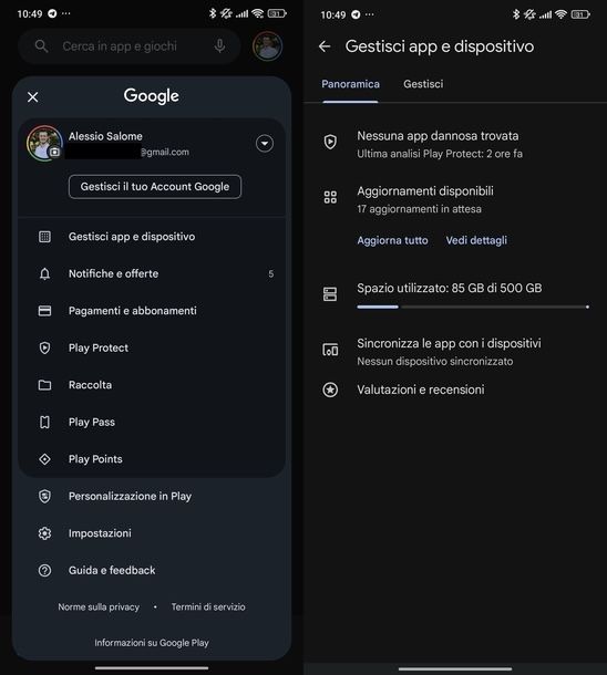Aggiornare app Android