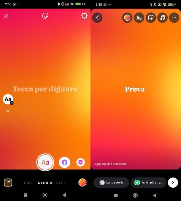 Come creare storia Instagram con solo testo