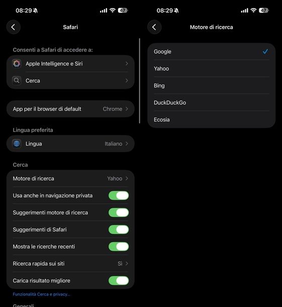 Togliere Yahoo da Safari come motore di ricerca iOS