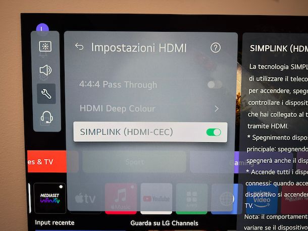 Accendere TV LG senza telecomando SIMPLINK HDMI CEC