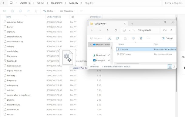 installazione file dll Gsnap su Audacity