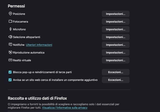 Disattivare pop up Firefox PC