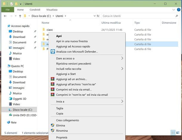 Come cambiare nome utente Windows 10
