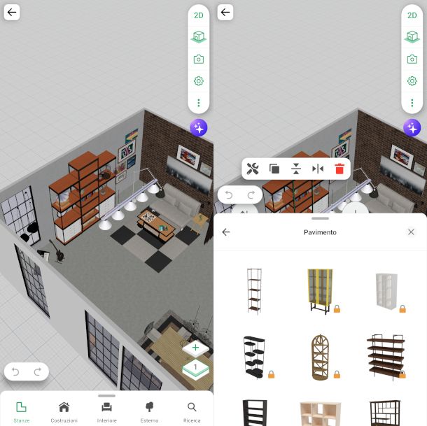 schermate app Planner 5D