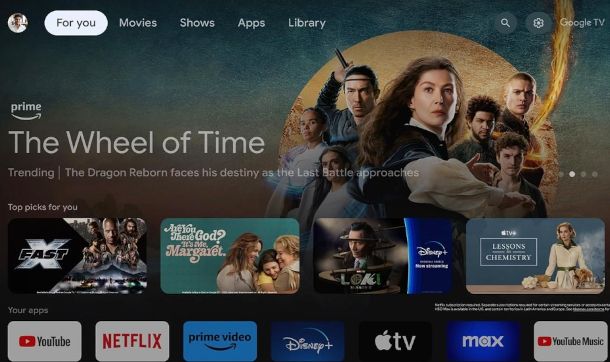 interfaccia Google TV