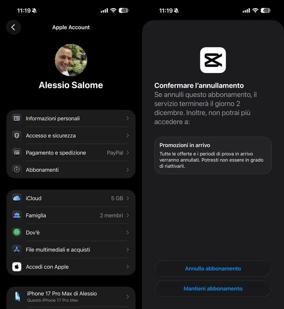Annullare abbonamento CapCut iOS