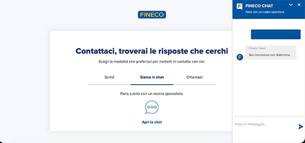 Come contattare Fineco via chat