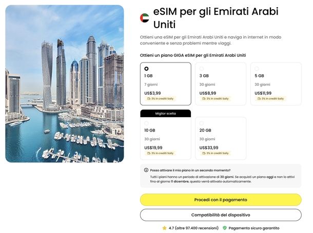 Acquistare piano dati sito Saily