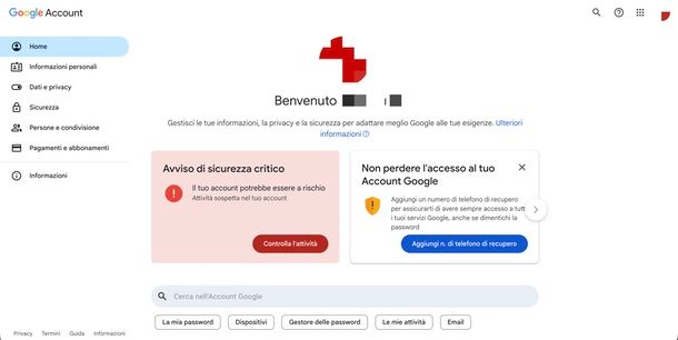 Esaminare attività e accessi account Google 