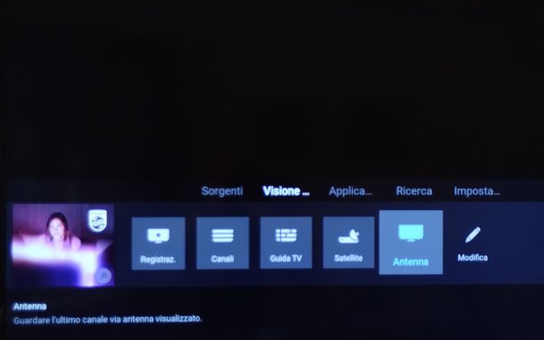 selezione sorgente Antenna su Titan OS