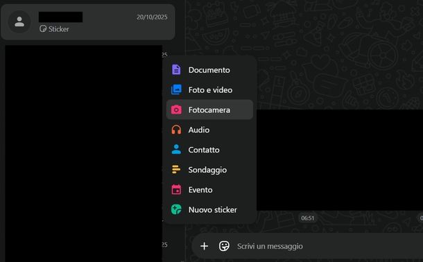 Aprire fotocamera WhatsApp Windows