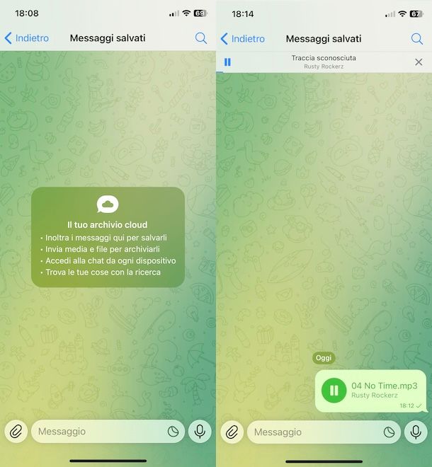 Messaggi salvati su Telegram