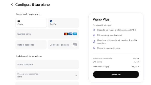Attivare ChatGPT Plus
