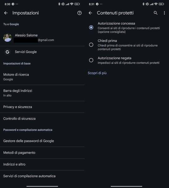Attivare DRM Chrome Android