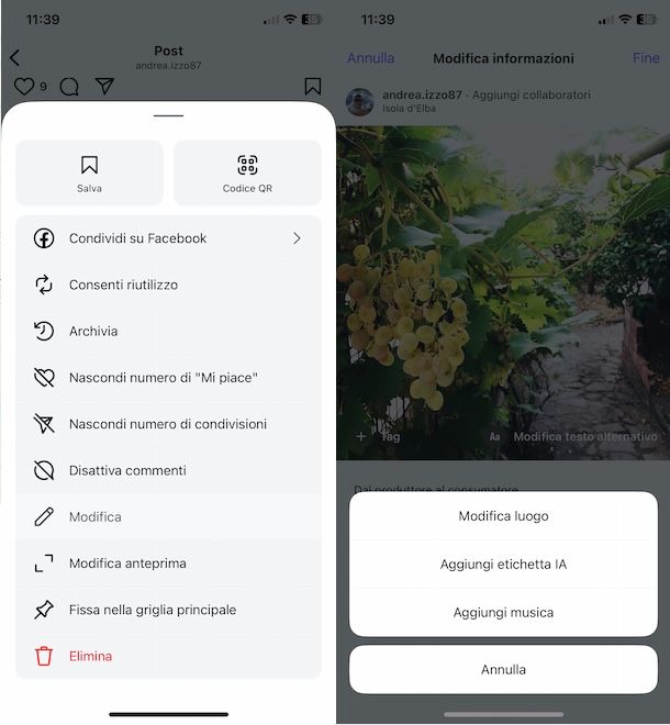 Togliere la posizione da Instagram