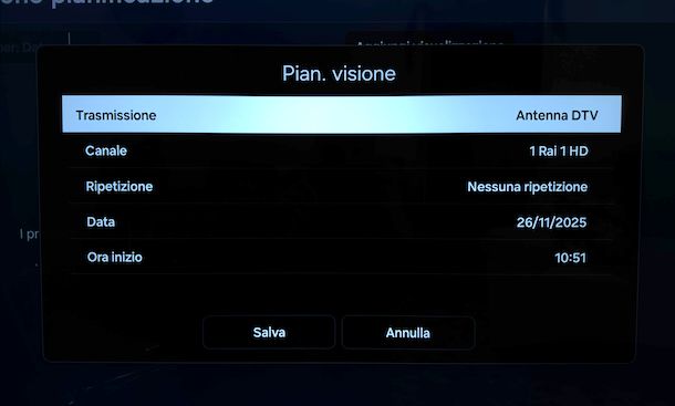 Mettere timer programmi Smart TV Samsung