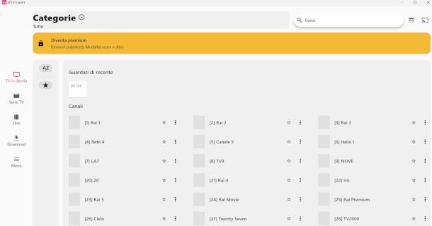 schermata IPTV Smarters Expert