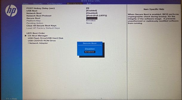 Come attivare Secure Boot BIOS