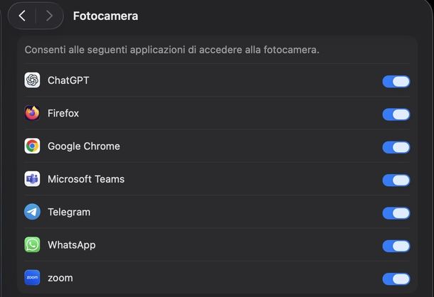 Attivare fotocamera WhatsApp macOS