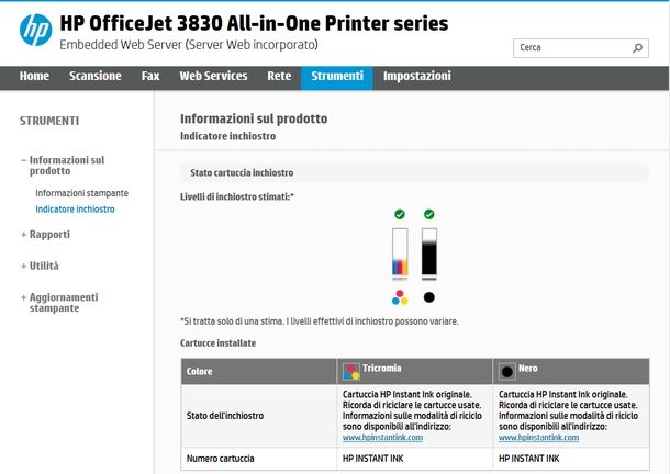 Controllare livello inchiostro impostazioni Windows
