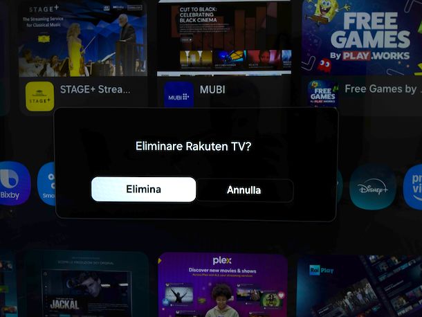 Disinstallare applicazione Smart TV Samsung