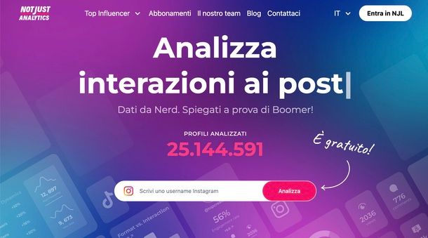 Analizzare crescita profilo con Not Just Analytics