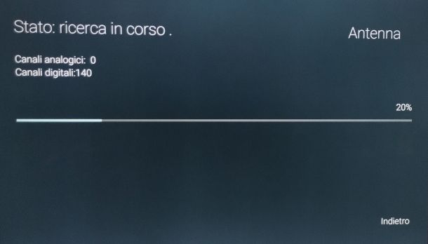 Scansione canali con Android TV