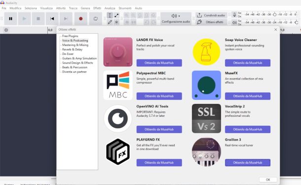 finestra della funzione Ottieni effetti