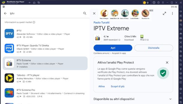 schermata BlueStacks download IPTV Extreme