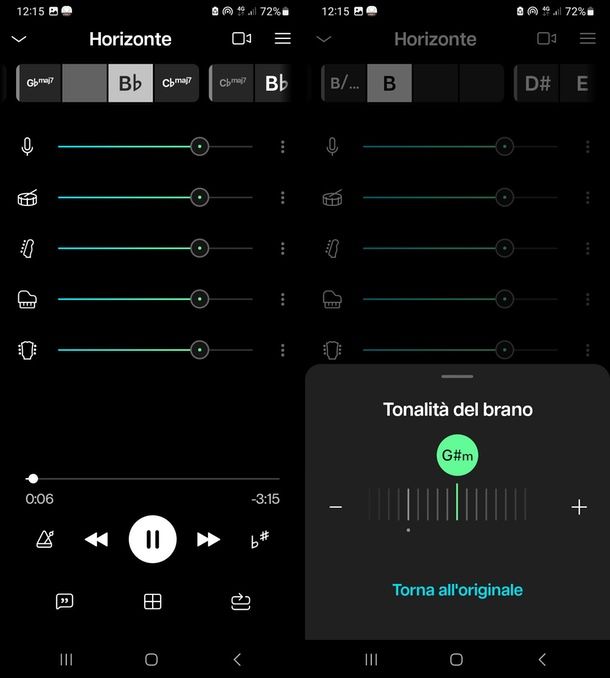 Moises app per cambiare la tonalità