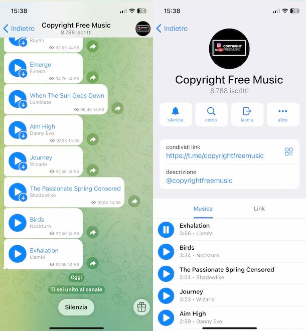Canali per ascoltare musica su Telegram