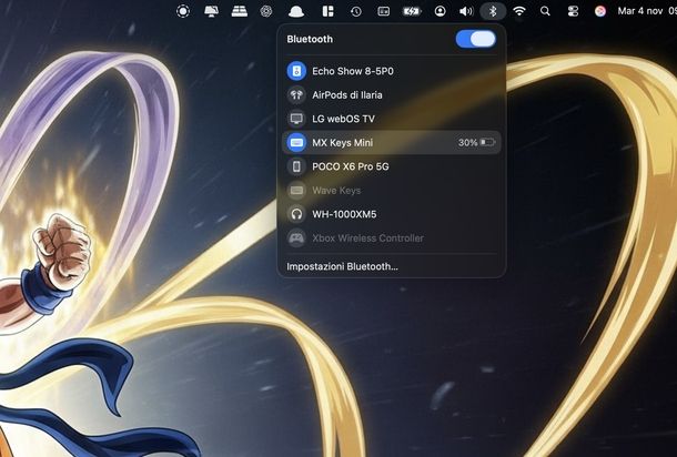 Verificare percentuale batteria mouse macOS