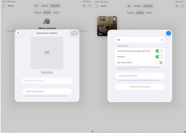Creare un album condiviso su iPhone